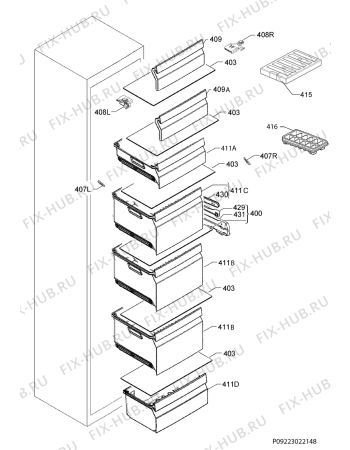 Взрыв-схема холодильника John Lewis JLFZW1817 - Схема узла Internal parts